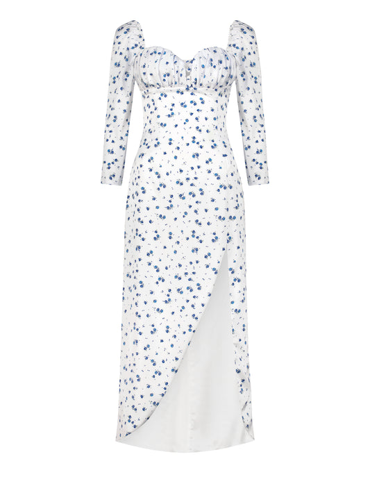 Celeste Blue Floral Midi Dress
